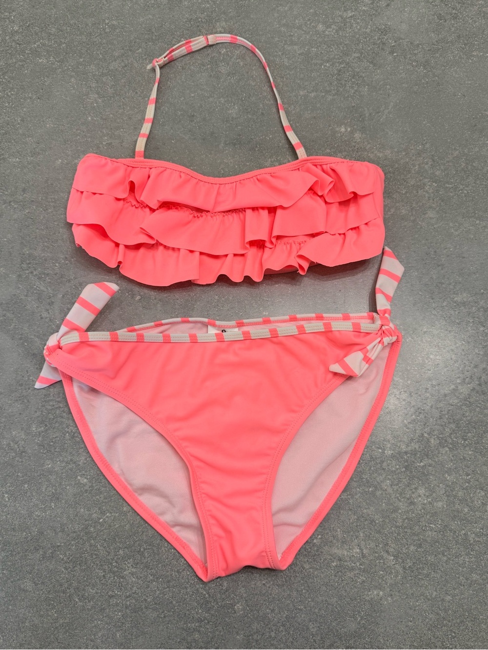 Snapper Rock Neon Coral Ruffle Swimsuit Two Piece